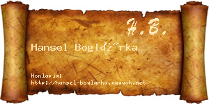 Hansel Boglárka névjegykártya